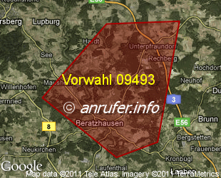 Vorwahlkarte 09493 – Beratzhausen