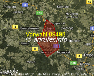 Vorwahlkarte 09498 – Laaber