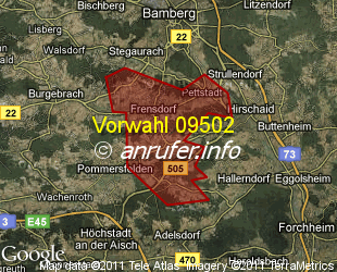 Vorwahlkarte 09502 – Frensdorf