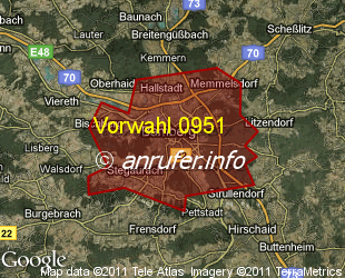 Vorwahlkarte 0951 – Bamberg