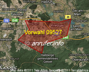 Vorwahlkarte 09527 – Knetzgau