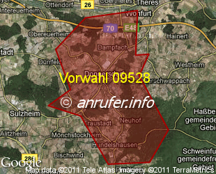 Vorwahlkarte 09528 – Donnersdorf