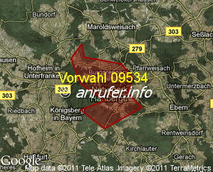 Vorwahlkarte 09534 – Burgpreppach