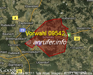 Vorwahlkarte 09542 – Schesslitz