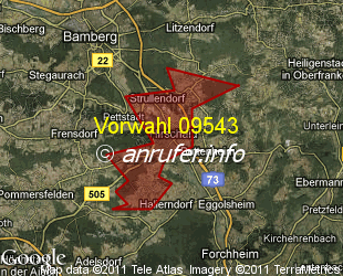 Vorwahlkarte 09543 – Hirschaid