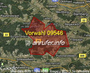 Vorwahlkarte 09546 – Burgebrach