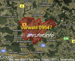 Vorwahlkarte 09547 – Zapfendorf
