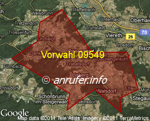 Vorwahlkarte 09549 – Lisberg