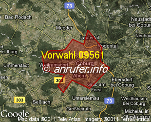 Vorwahlkarte 09561 – Coburg