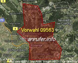 Vorwahlkarte 09563 – Rödental