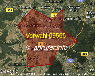 Vorwahlkarte 09565 – Untersiemau