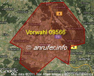 Vorwahlkarte 09566 – Meeder