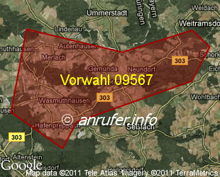 Vorwahlkarte 09567 – Seßlach-Gemünda