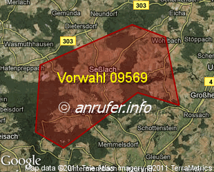 Vorwahlkarte 09569 – Sesslach
