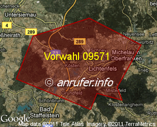 Vorwahlkarte 09571 – Lichtenfels Bay