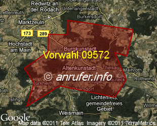 Vorwahlkarte 09572 – Burgkunstadt
