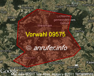 Vorwahlkarte 09575 – Weismain