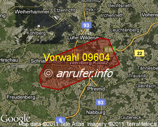 Vorwahlkarte 09604 – Wernberg-Köblitz