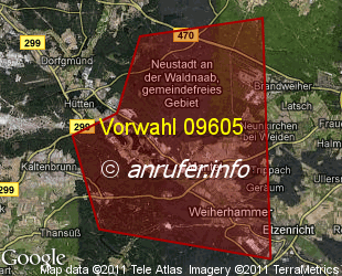 Vorwahlkarte 09605 – Weiherhammer