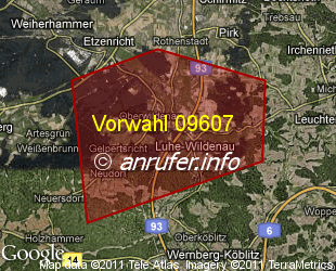 Vorwahlkarte 09607 – Luhe-Wildenau