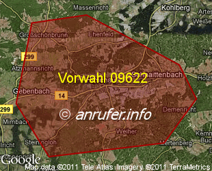 Vorwahlkarte 09622 – Hirschau Oberpf