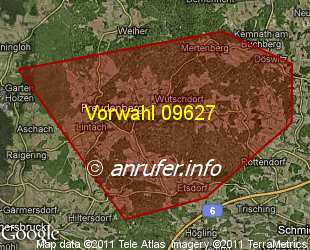 Vorwahlkarte 09627 – Freudenberg Oberpf