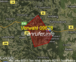 Vorwahlkarte 09628 – Ursensollen