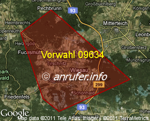 Vorwahlkarte 09634 – Wiesau