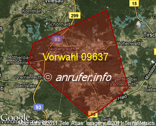 Vorwahlkarte 09637 – Falkenberg Oberpf