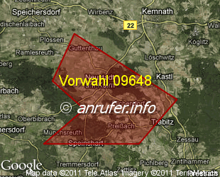 Vorwahlkarte 09648 – Neustadt a Kulm