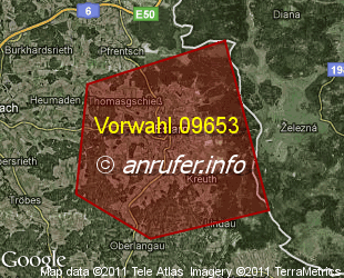 Vorwahlkarte 09653 – Eslarn