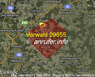 Vorwahlkarte 09655 – Tännesberg