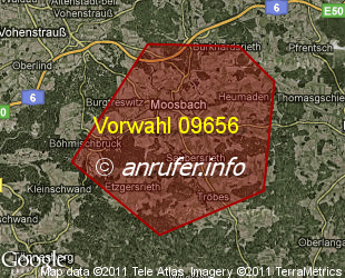 Vorwahlkarte 09656 – Moosbach b Vohenstrauß