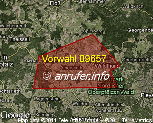 Vorwahlkarte 09657 – Waldthurn