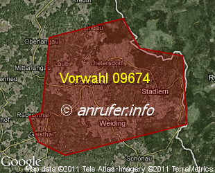 Vorwahlkarte 09674 – Schönsee