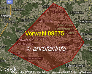 Vorwahlkarte 09675 – Altendorf a Nabburg