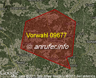 Vorwahlkarte 09677 – Oberviechtach-Pullenried