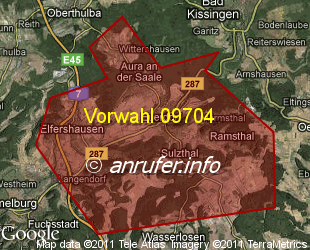 Vorwahlkarte 09704 – Euerdorf