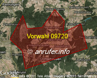 Vorwahlkarte 09720 – Üchtelhausen