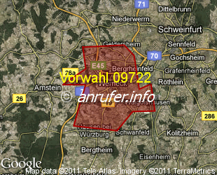 Vorwahlkarte 09722 – Werneck