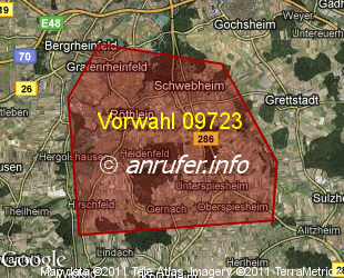 Vorwahlkarte 09723 – Röthlein