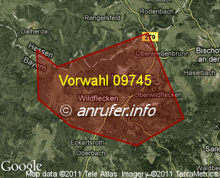 Vorwahlkarte 09745 – Wildflecken