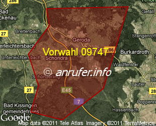 Vorwahlkarte 09747 – Geroda Bay