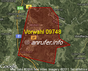 Vorwahlkarte 09748 – Motten