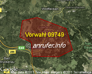 Vorwahlkarte 09749 – Oberbach Unterfr