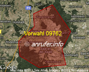 Vorwahlkarte 09762 – Saal a d Saale