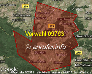 Vorwahlkarte 09763 – Sulzdorf a d Lederhecke