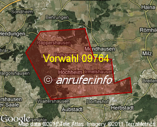 Vorwahlkarte 09764 – Höchheim