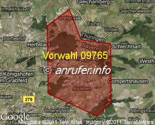 Vorwahlkarte 09765 – Trappstadt