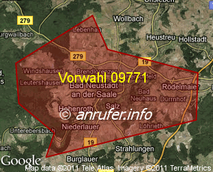 Vorwahlkarte 09771 – Bad Neustadt a d Saale